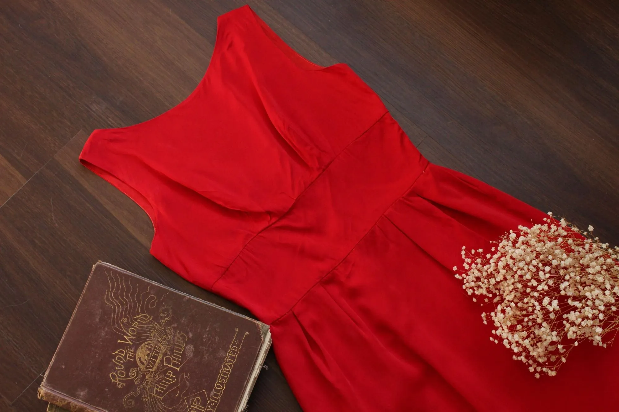Vintage 1950s 1960s Red Satin Wiggle Dress