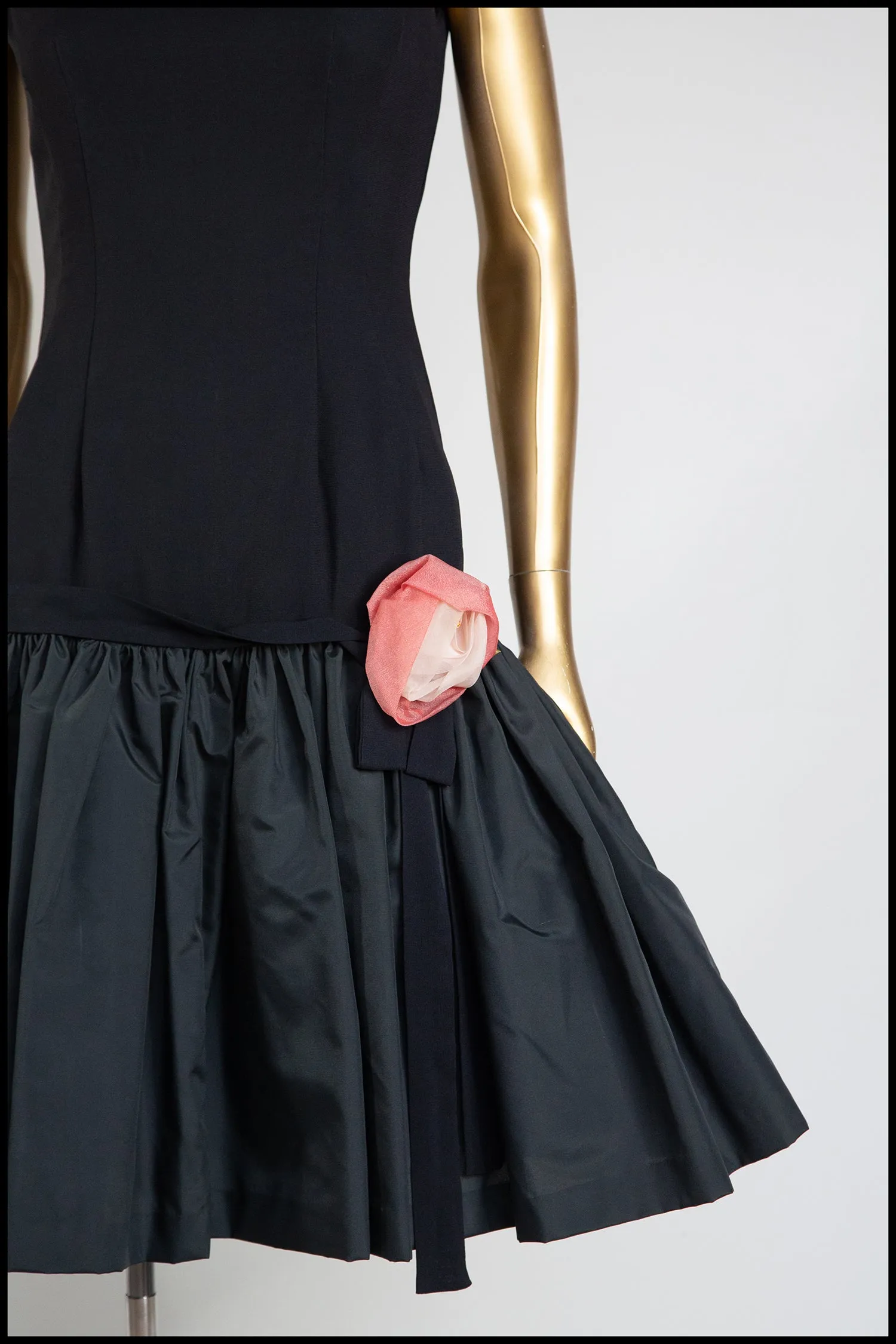 Vintage 1950s Black Crepe Cocktail Dress