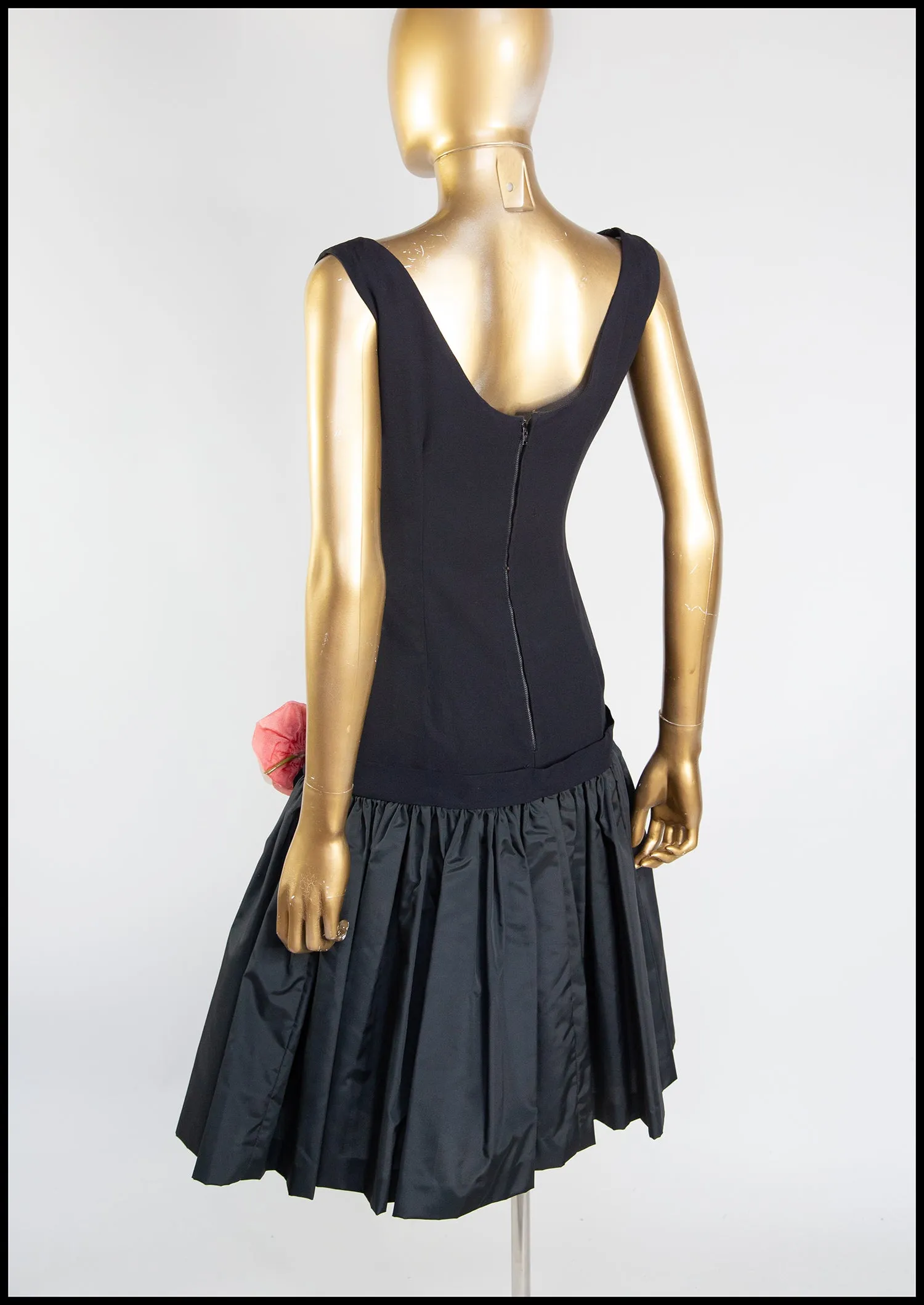 Vintage 1950s Black Crepe Cocktail Dress