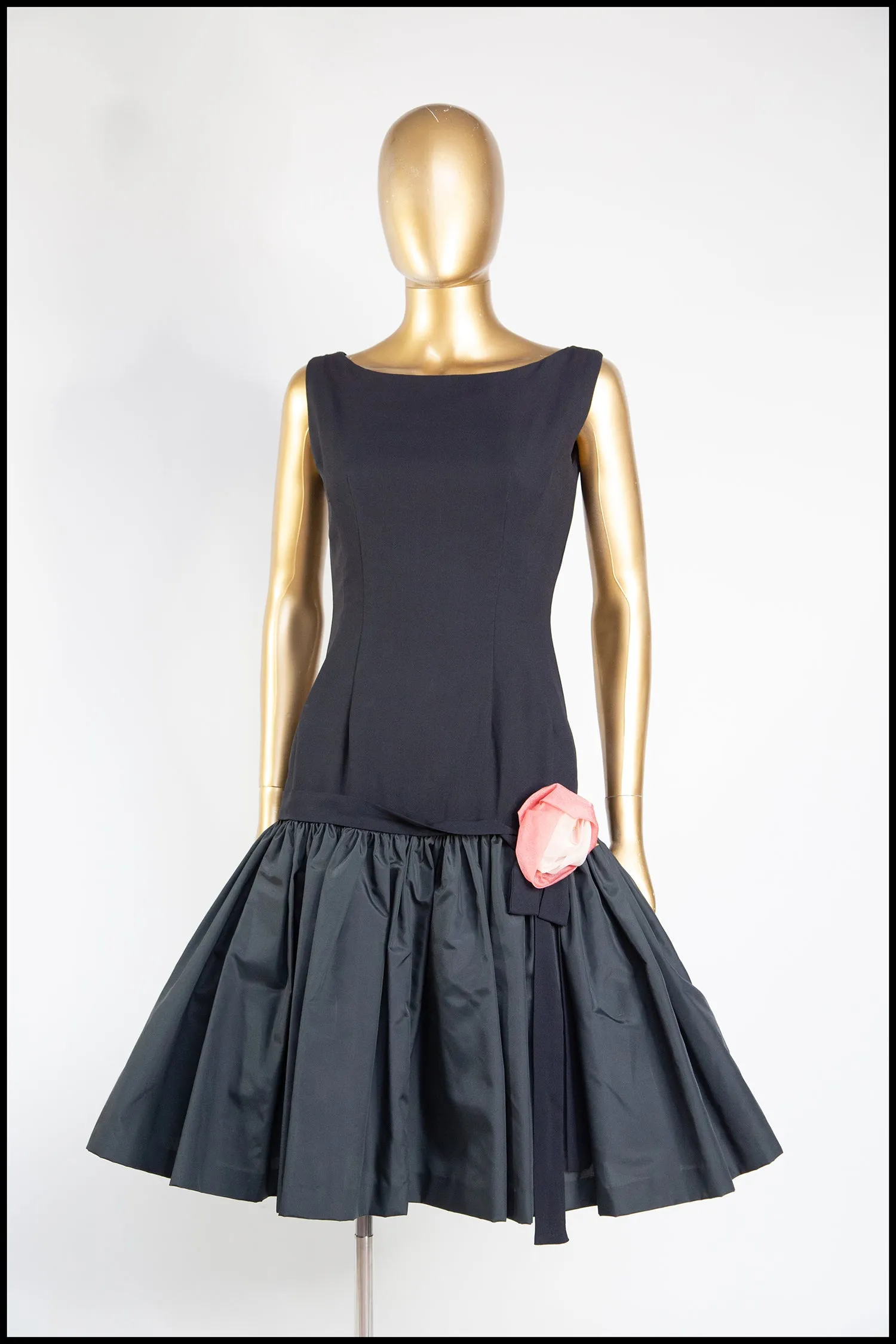 Vintage 1950s Black Crepe Cocktail Dress