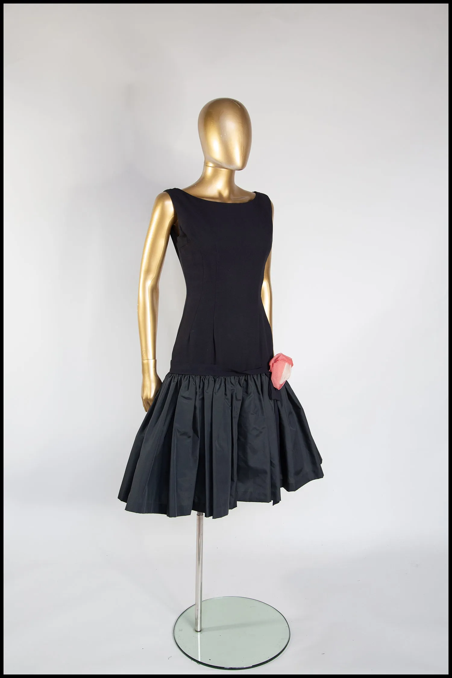 Vintage 1950s Black Crepe Cocktail Dress