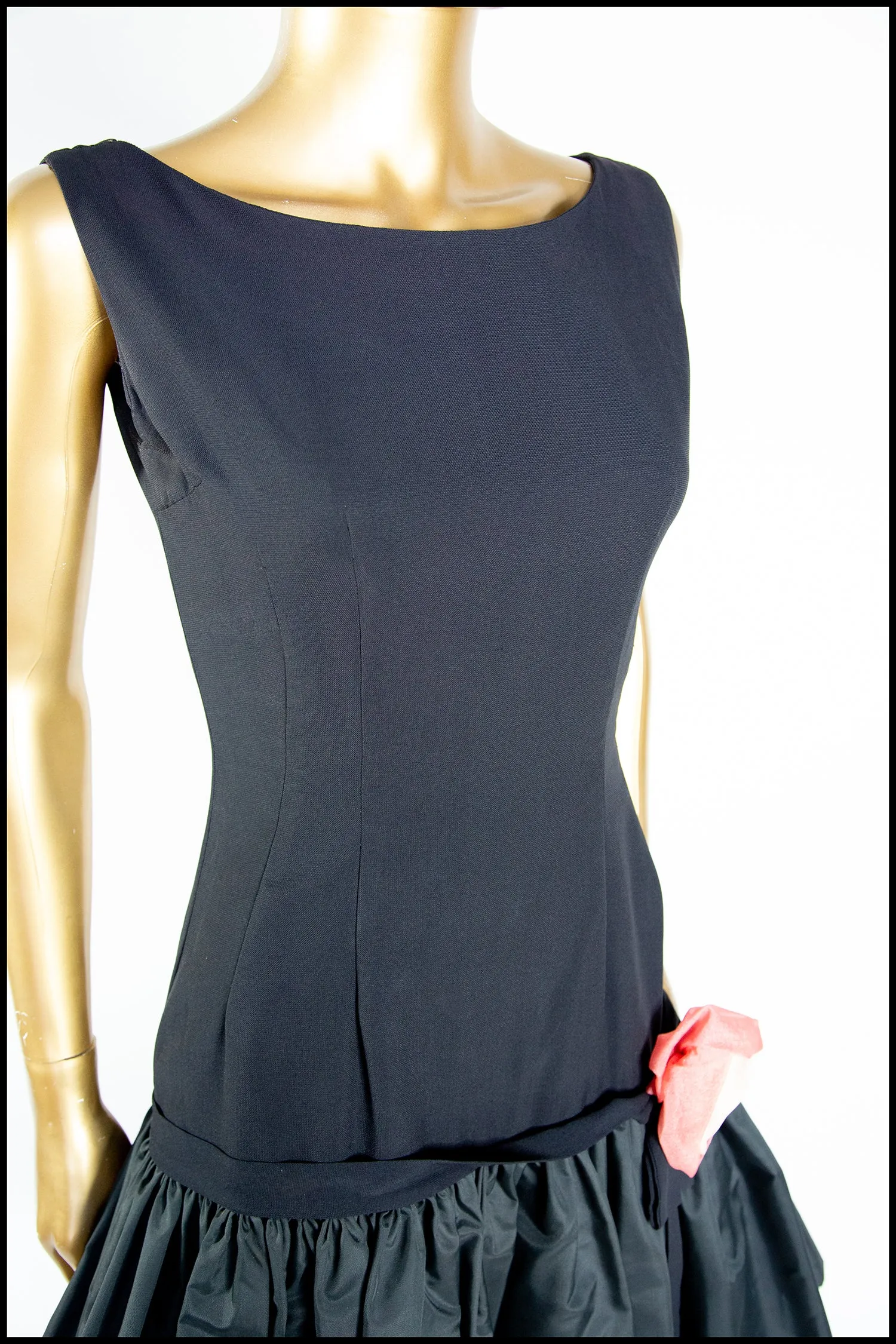 Vintage 1950s Black Crepe Cocktail Dress