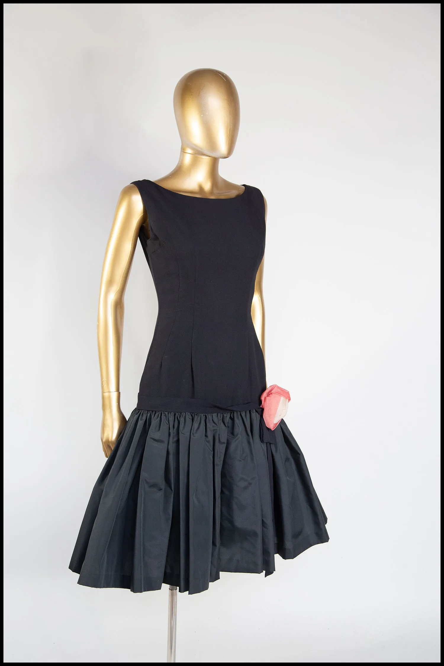 Vintage 1950s Black Crepe Cocktail Dress