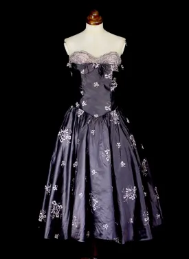 Vintage 1950s Grey Taffeta Cocktail Dress