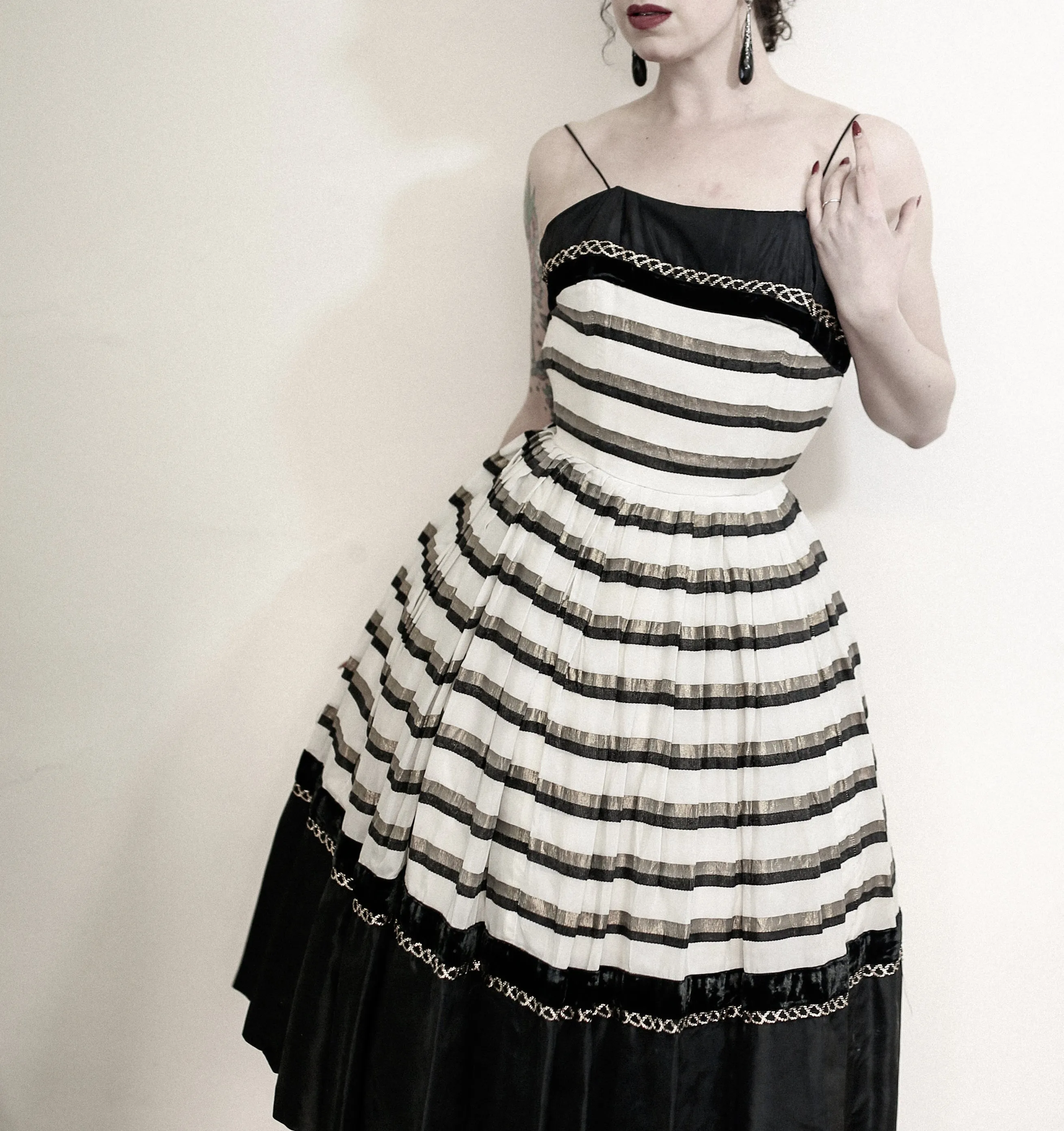 Vintage 1950s Stripe Cocktail Dress