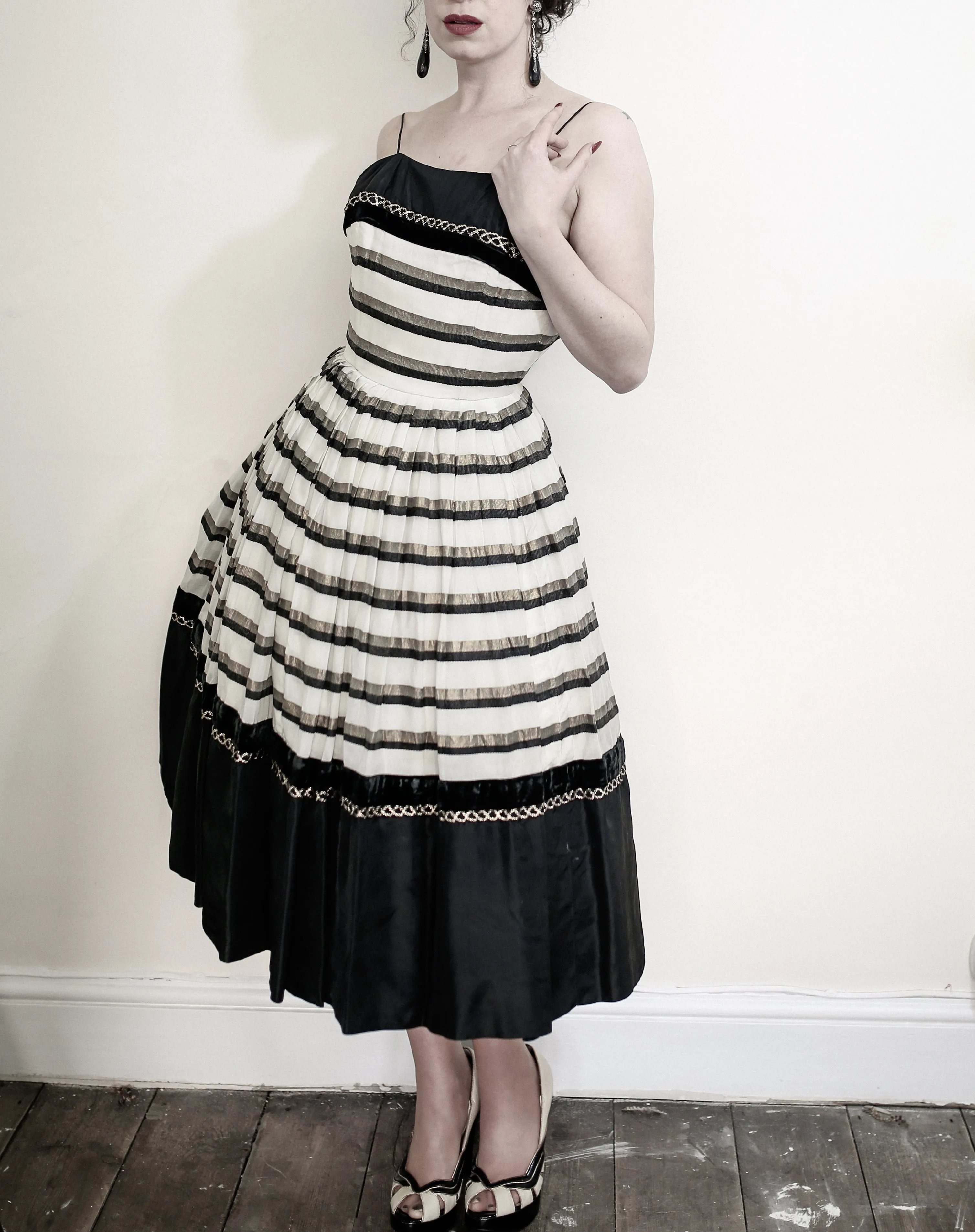 Vintage 1950s Stripe Cocktail Dress