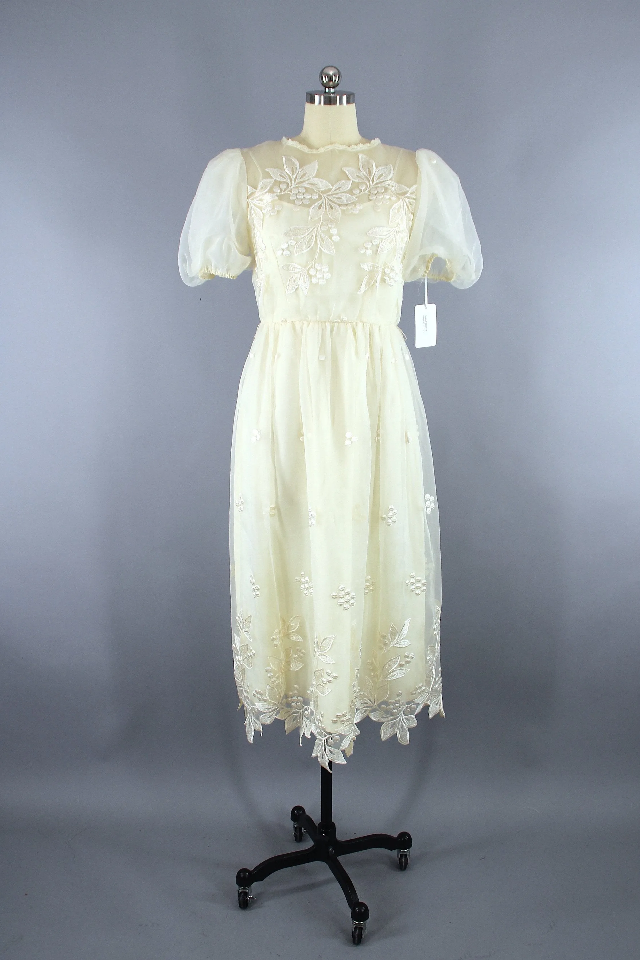 Vintage 1980s Chiffon Lace Party Dress