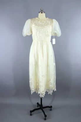 Vintage 1980s Chiffon Lace Party Dress