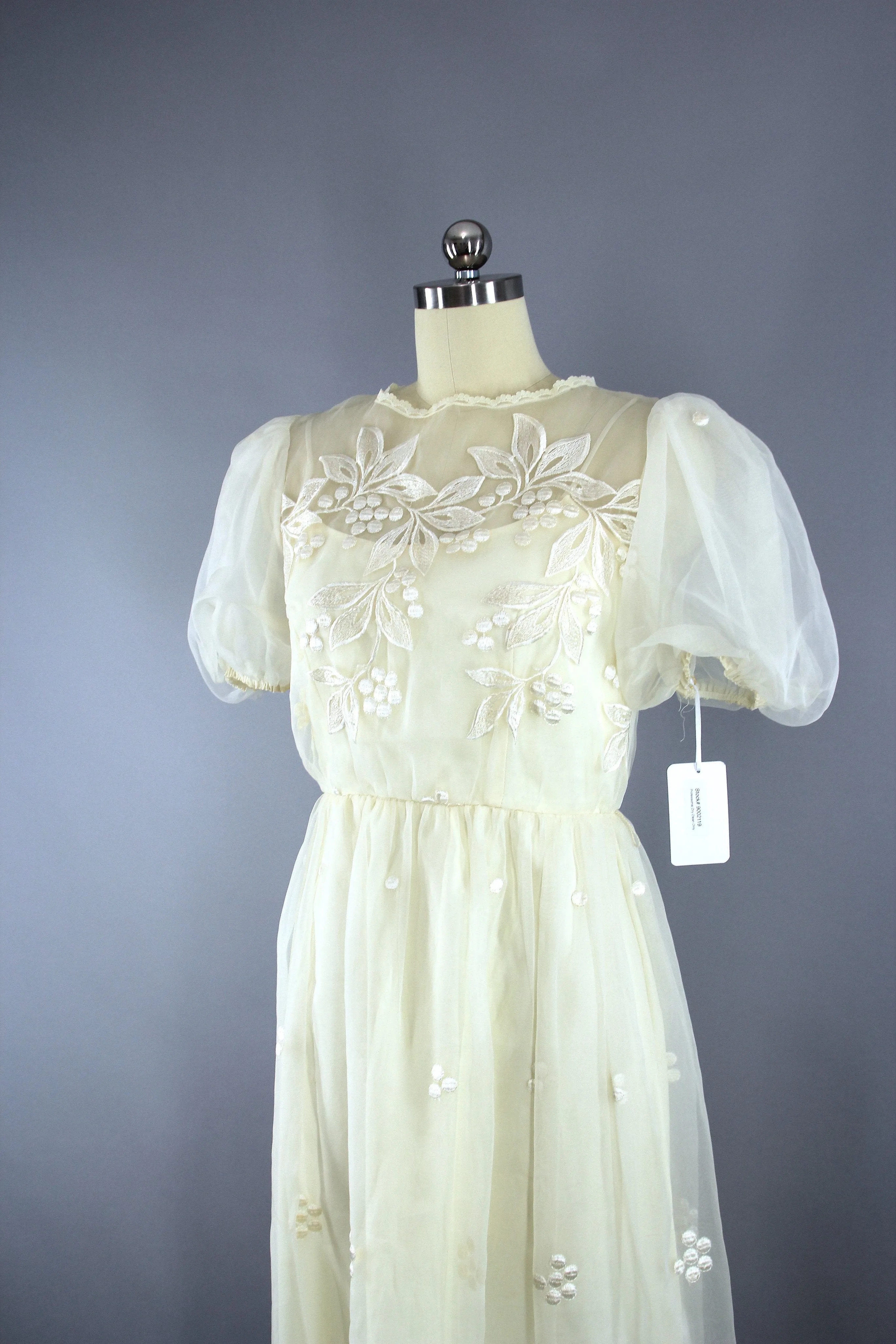 Vintage 1980s Chiffon Lace Party Dress