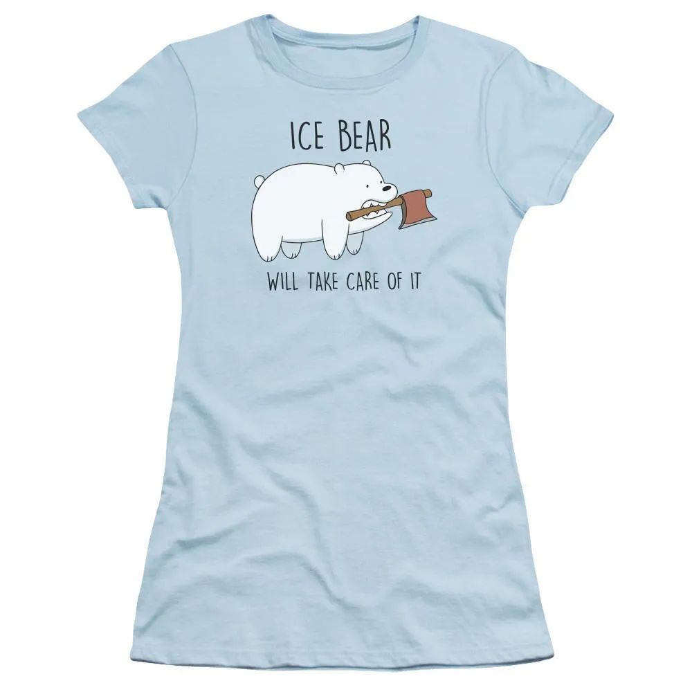 We Bare Bears Take Care Of It Light Blue Juniors T-Shirt