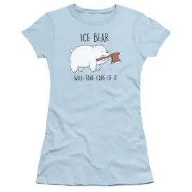 We Bare Bears Take Care Of It Light Blue Juniors T-Shirt