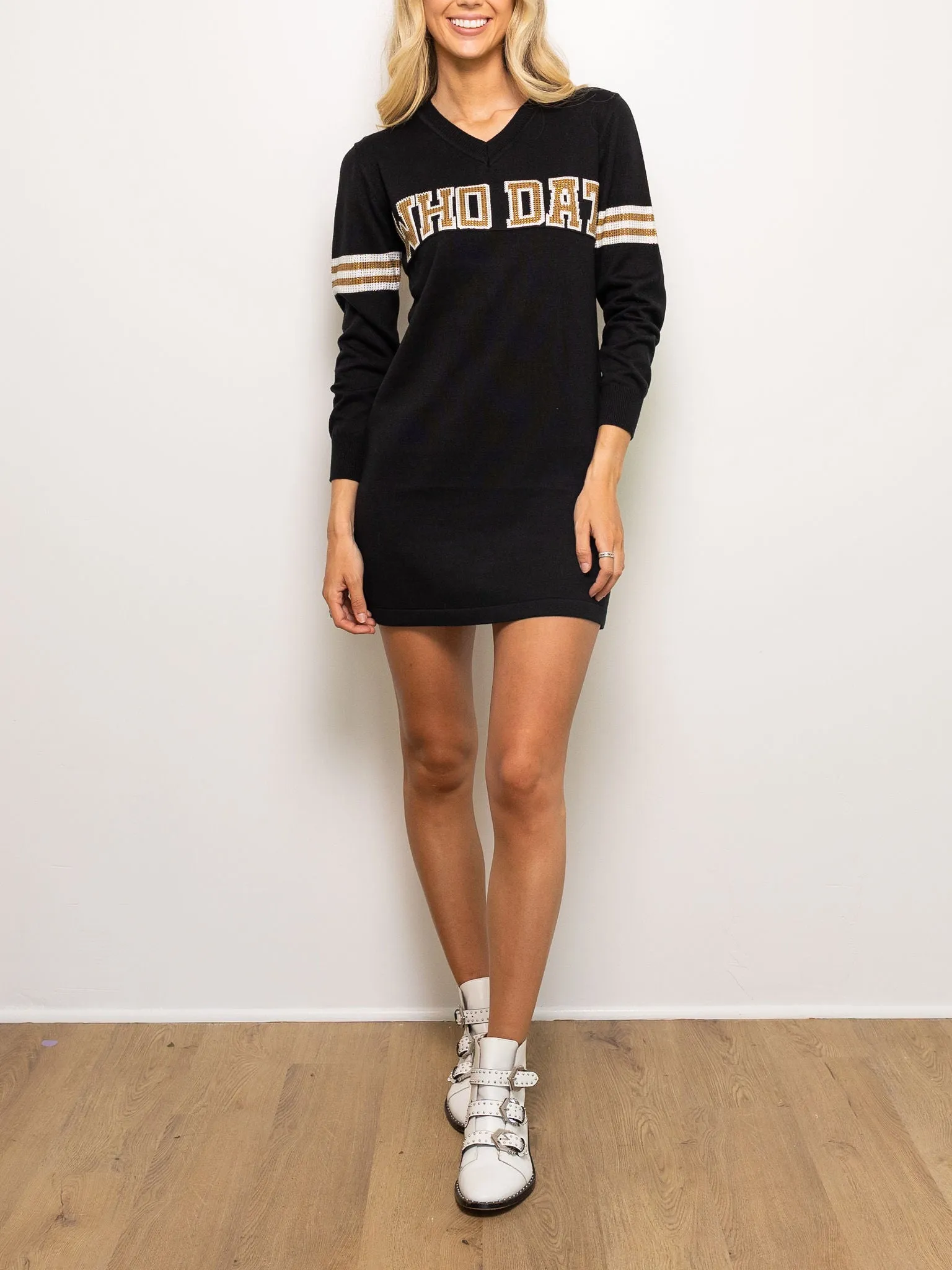 WHO DAT Black Sweater Dress