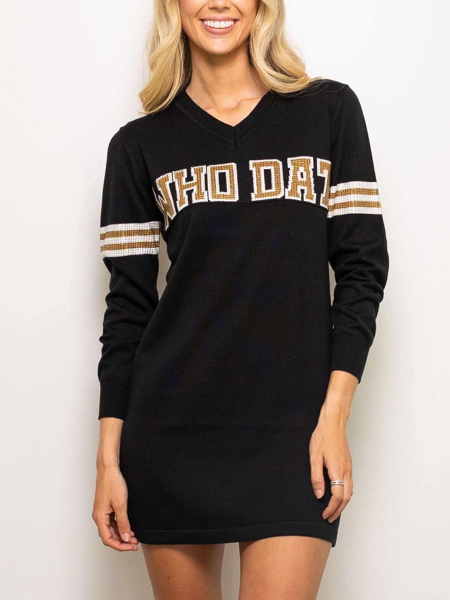 WHO DAT Black Sweater Dress