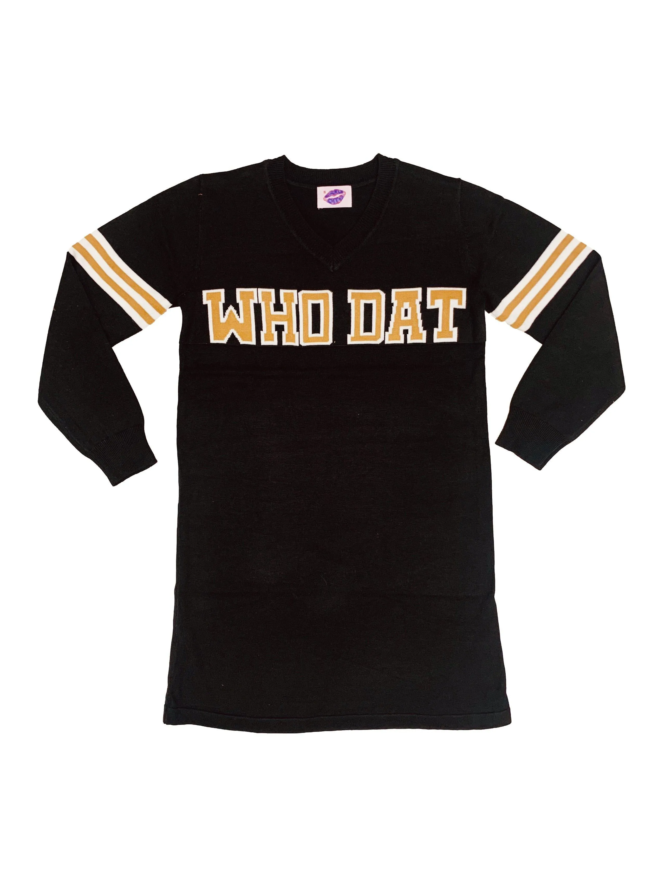 WHO DAT Black Sweater Dress
