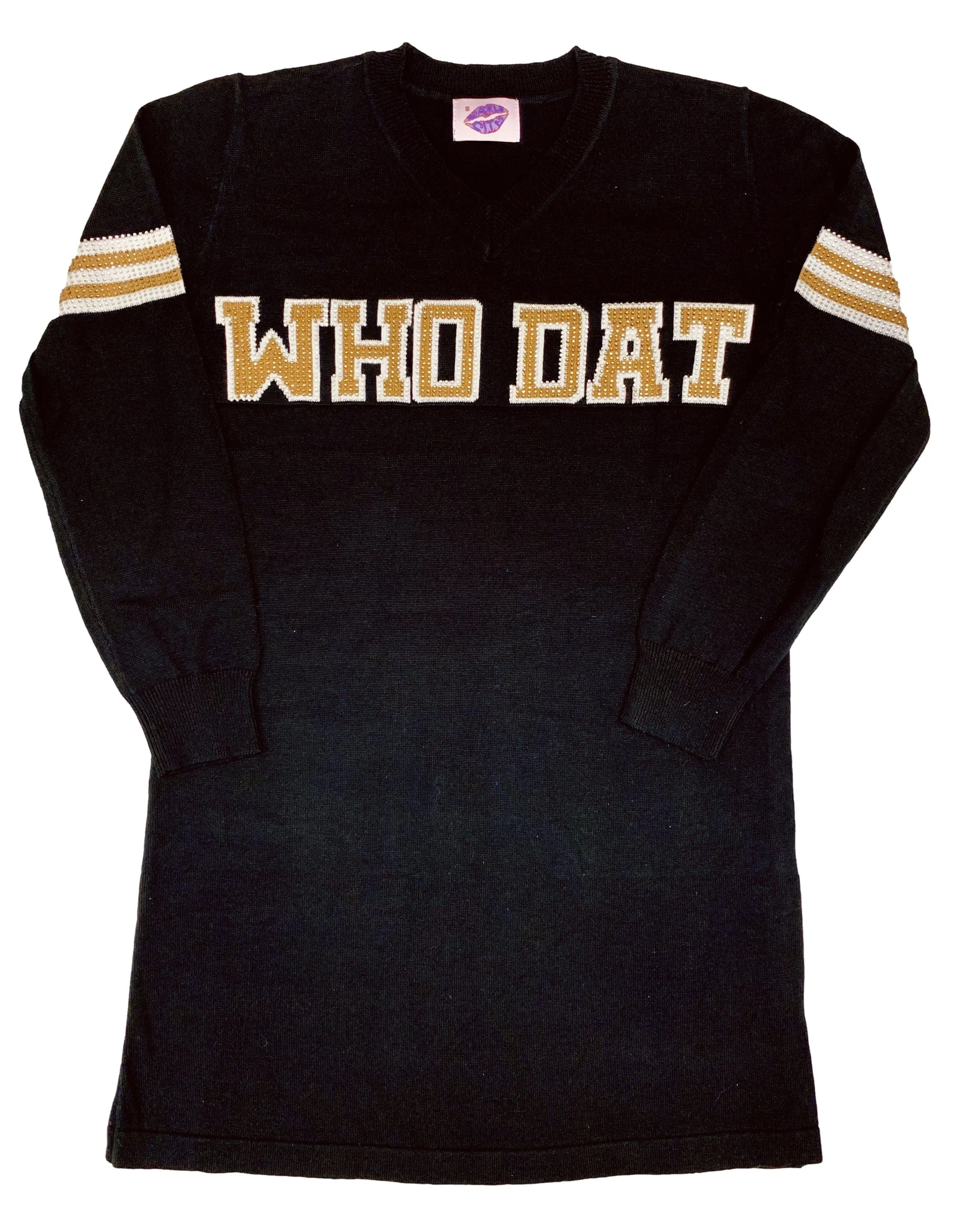 WHO DAT Black Sweater Dress