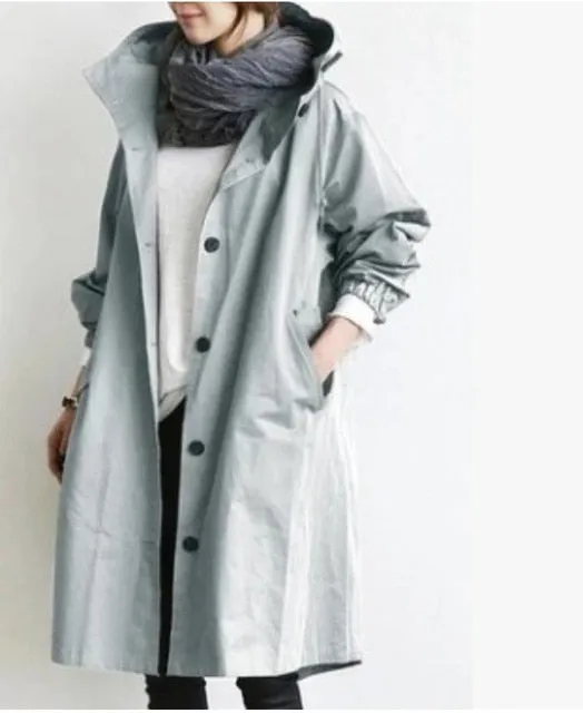 Wjczt Fashion Womens Trench Coats Hooded Long 2021 Spring Autumn Windproof Lady Female Casual Clothes 8 Color Windbreaker Korean Style