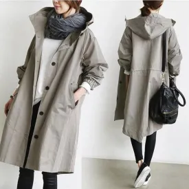 Wjczt Fashion Womens Trench Coats Hooded Long 2021 Spring Autumn Windproof Lady Female Casual Clothes 8 Color Windbreaker Korean Style