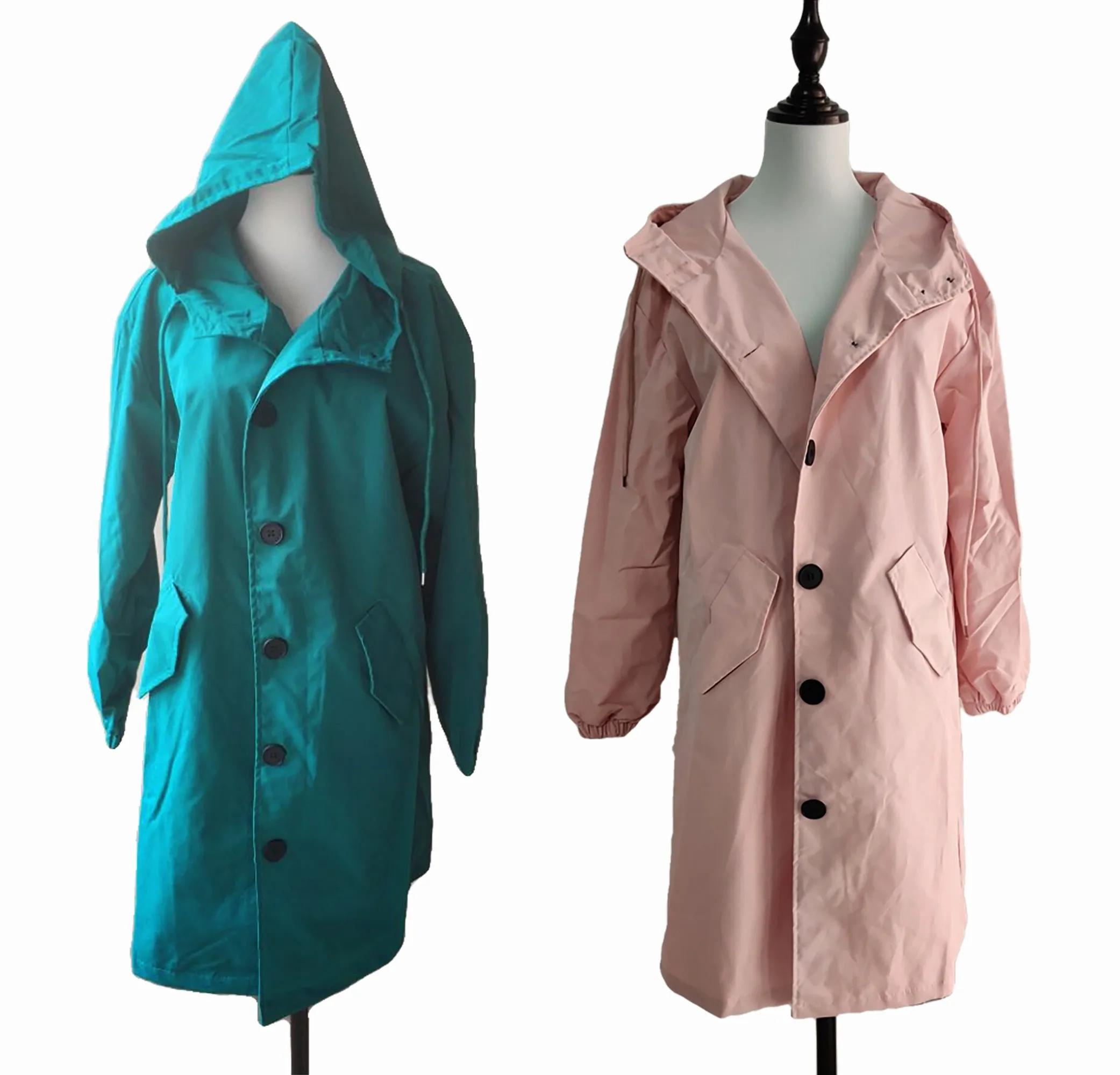 Wjczt Fashion Womens Trench Coats Hooded Long 2021 Spring Autumn Windproof Lady Female Casual Clothes 8 Color Windbreaker Korean Style