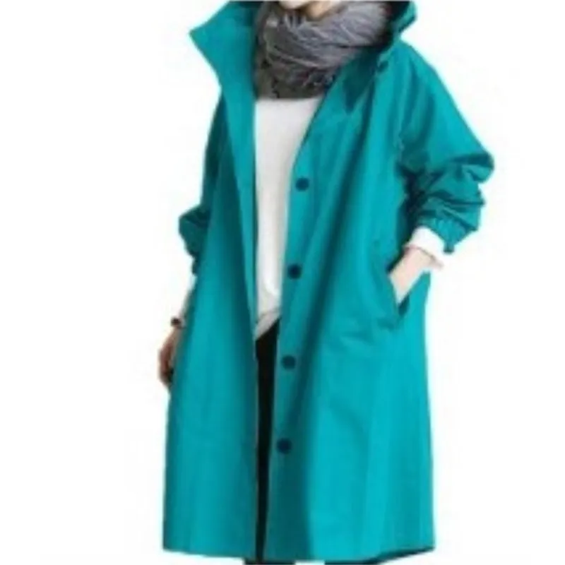 Wjczt Fashion Womens Trench Coats Hooded Long 2021 Spring Autumn Windproof Lady Female Casual Clothes 8 Color Windbreaker Korean Style