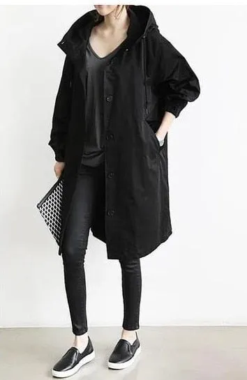 Wjczt Fashion Womens Trench Coats Hooded Long 2021 Spring Autumn Windproof Lady Female Casual Clothes 8 Color Windbreaker Korean Style