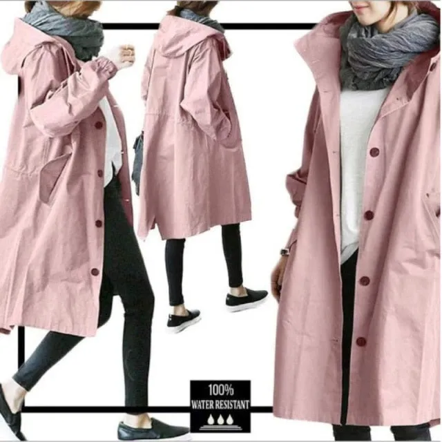 Wjczt Fashion Womens Trench Coats Hooded Long 2021 Spring Autumn Windproof Lady Female Casual Clothes 8 Color Windbreaker Korean Style