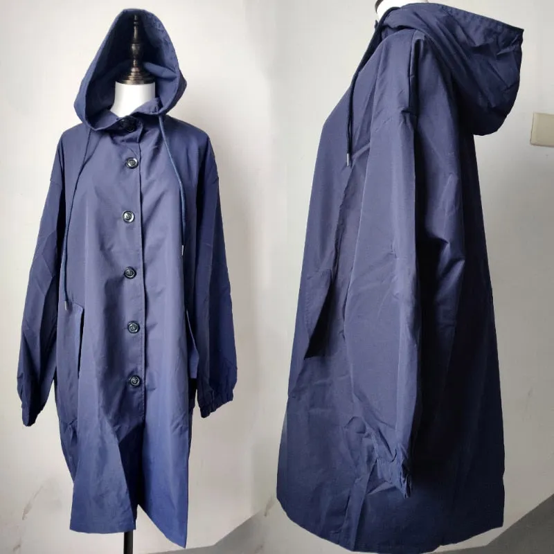 Wjczt Fashion Womens Trench Coats Hooded Long 2021 Spring Autumn Windproof Lady Female Casual Clothes 8 Color Windbreaker Korean Style
