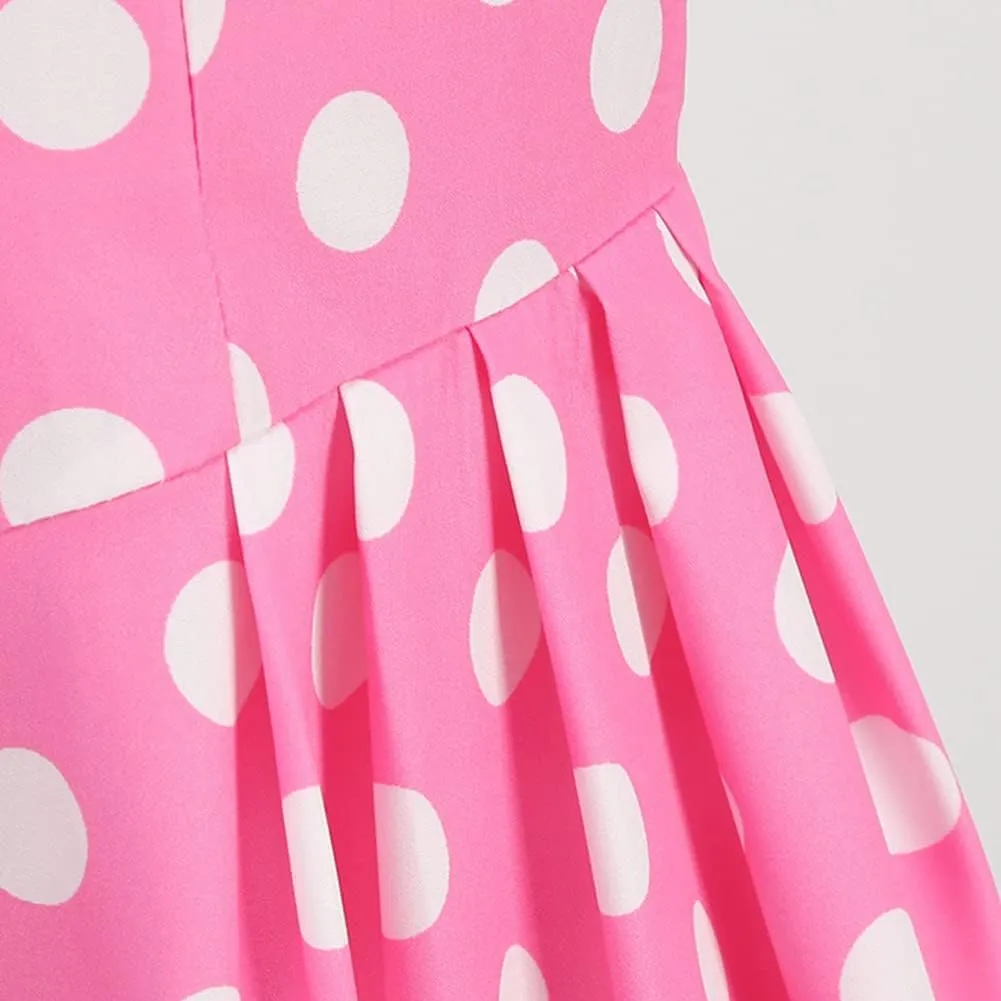 Women 50s 60s Vintage Polka Dot 1950s Cocktail Party Swing Dress Doll Collar Retro Audrey Hepburn Rockabilly Prom Dress