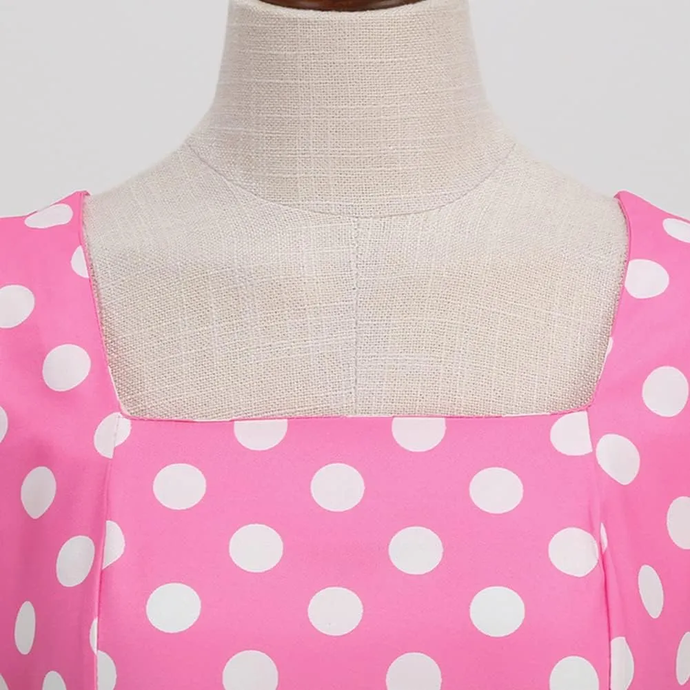 Women 50s 60s Vintage Polka Dot 1950s Cocktail Party Swing Dress Doll Collar Retro Audrey Hepburn Rockabilly Prom Dress