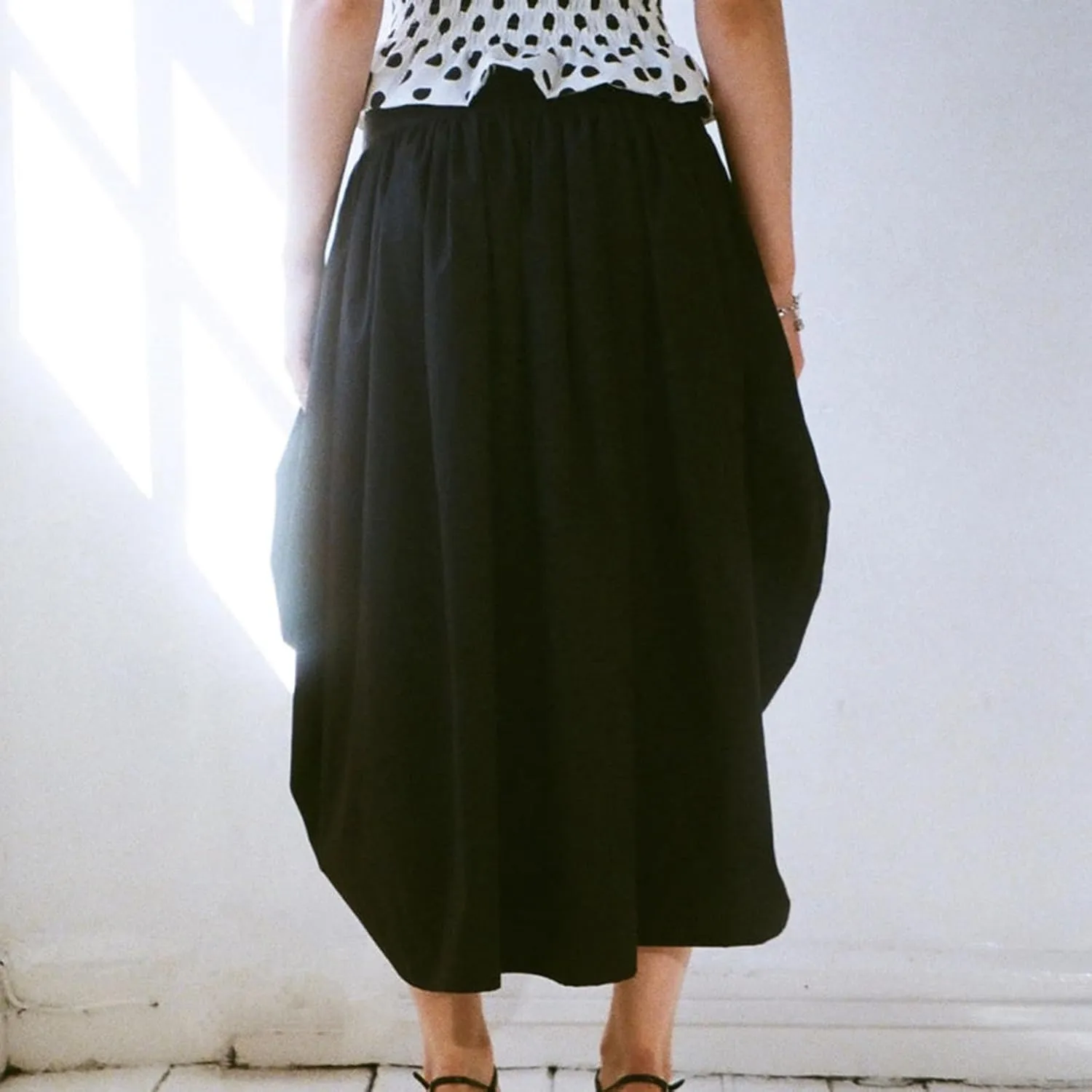 Women Long Skirt Elegant Plaid/Dot Print Low Waisted Midi Skirt Flowy Irregular A-Line Skirt for Casual Daily