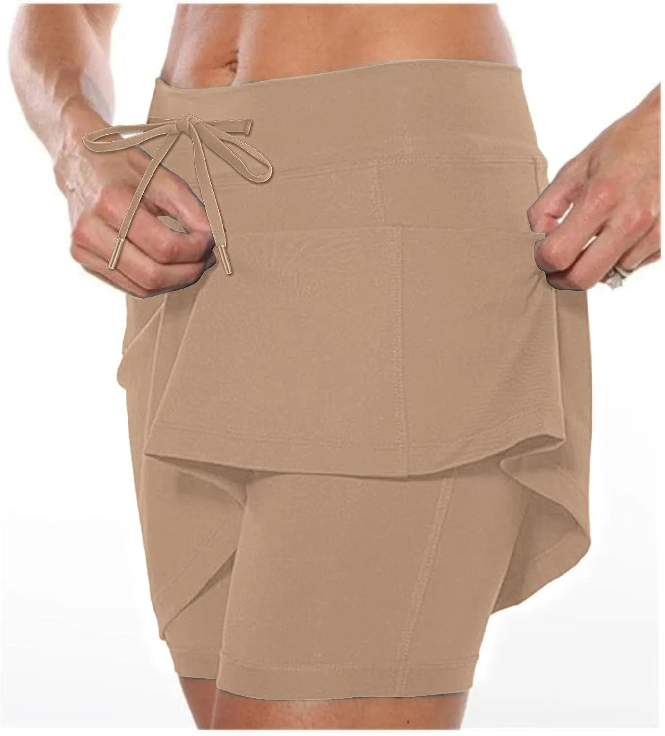 Women's Basic Versatile Stretchy Solid Flared Casual Mini Skater Skirt, S-5XL