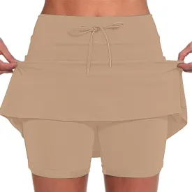Women's Basic Versatile Stretchy Solid Flared Casual Mini Skater Skirt, S-5XL