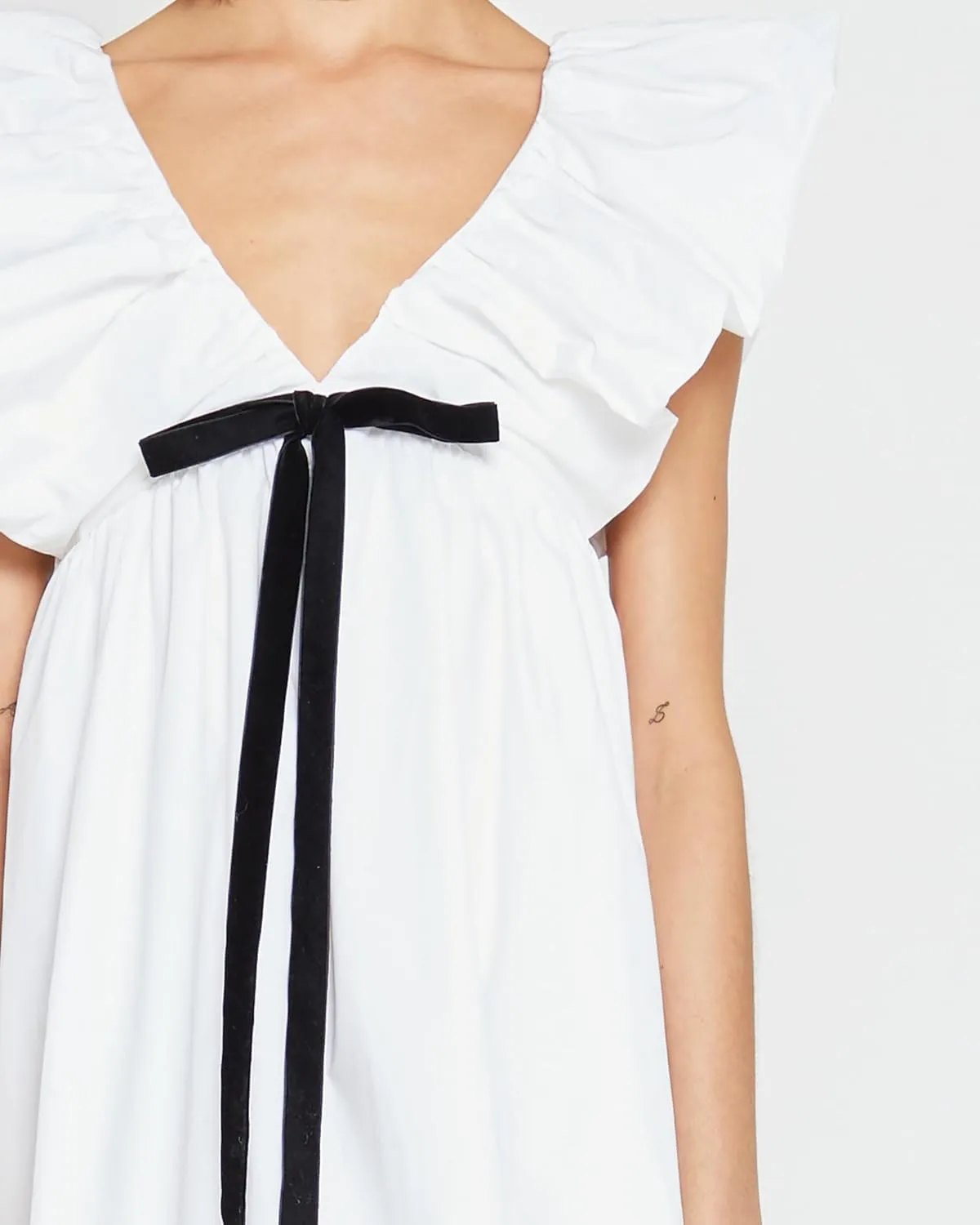 Womens Flower Bow Dress Deep V Neck Elegant Mini Dress Puffy Sleeve Boho Floral Bow Dress Flowy Dress