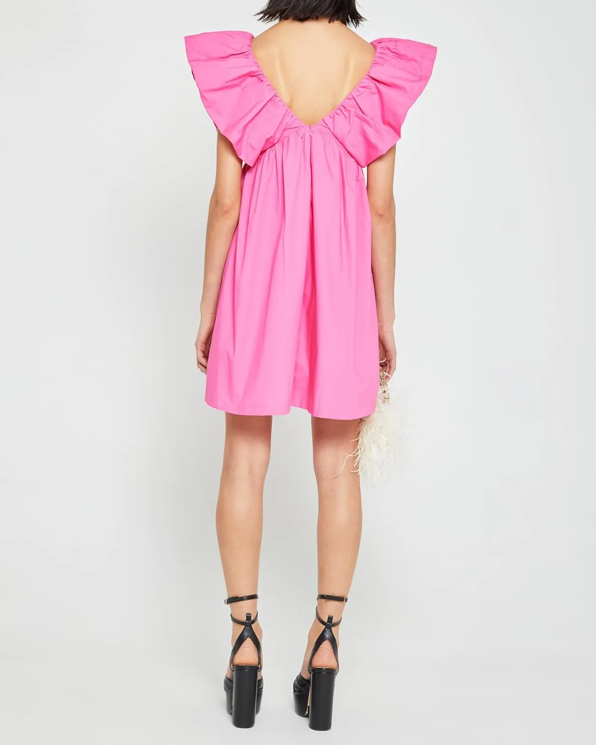 Womens Flower Bow Dress Deep V Neck Elegant Mini Dress Puffy Sleeve Boho Floral Bow Dress Flowy Dress