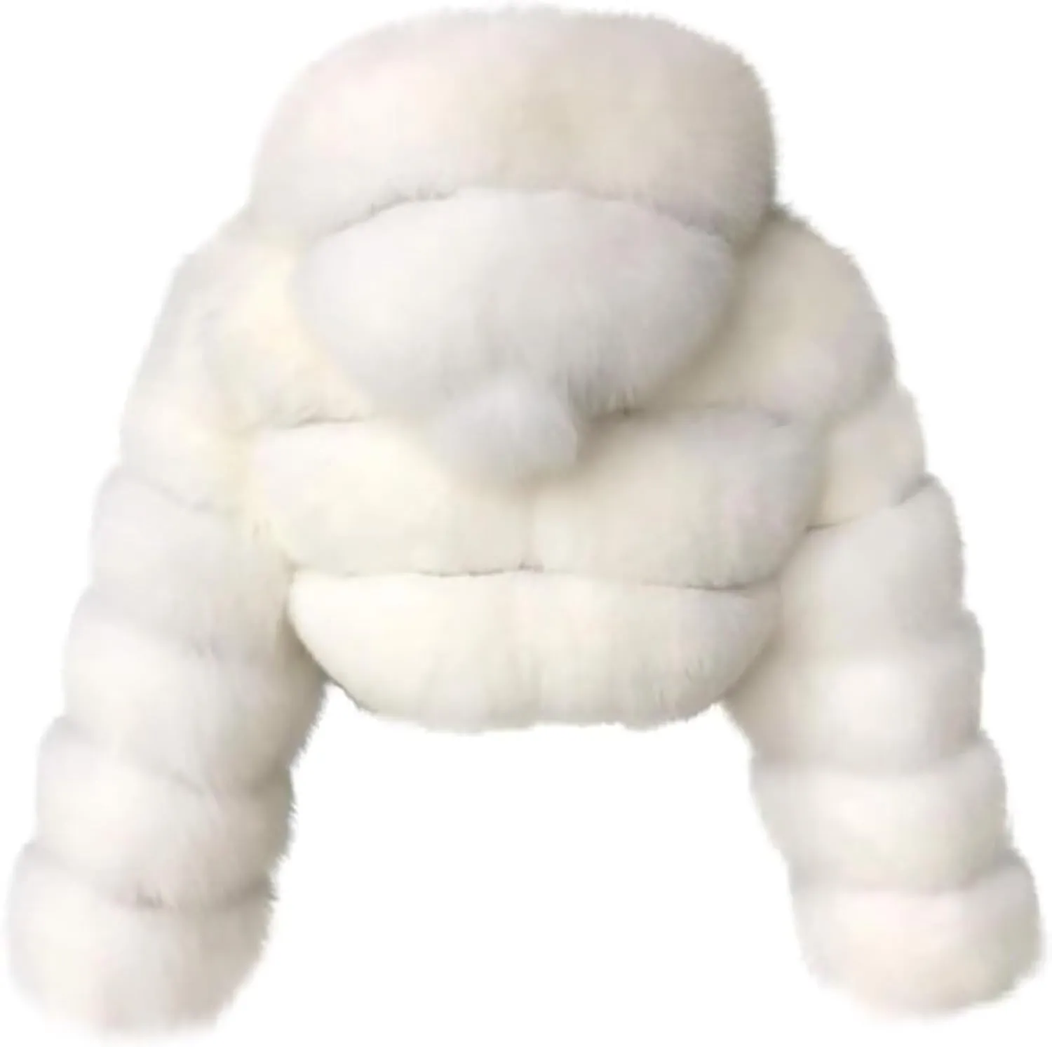 Womens Fluffy Faux Fur Coat Cropped Jacket Y2K Christmas Puffer Jacket with Hood Zip Up Fuzzy Teddy Jacket