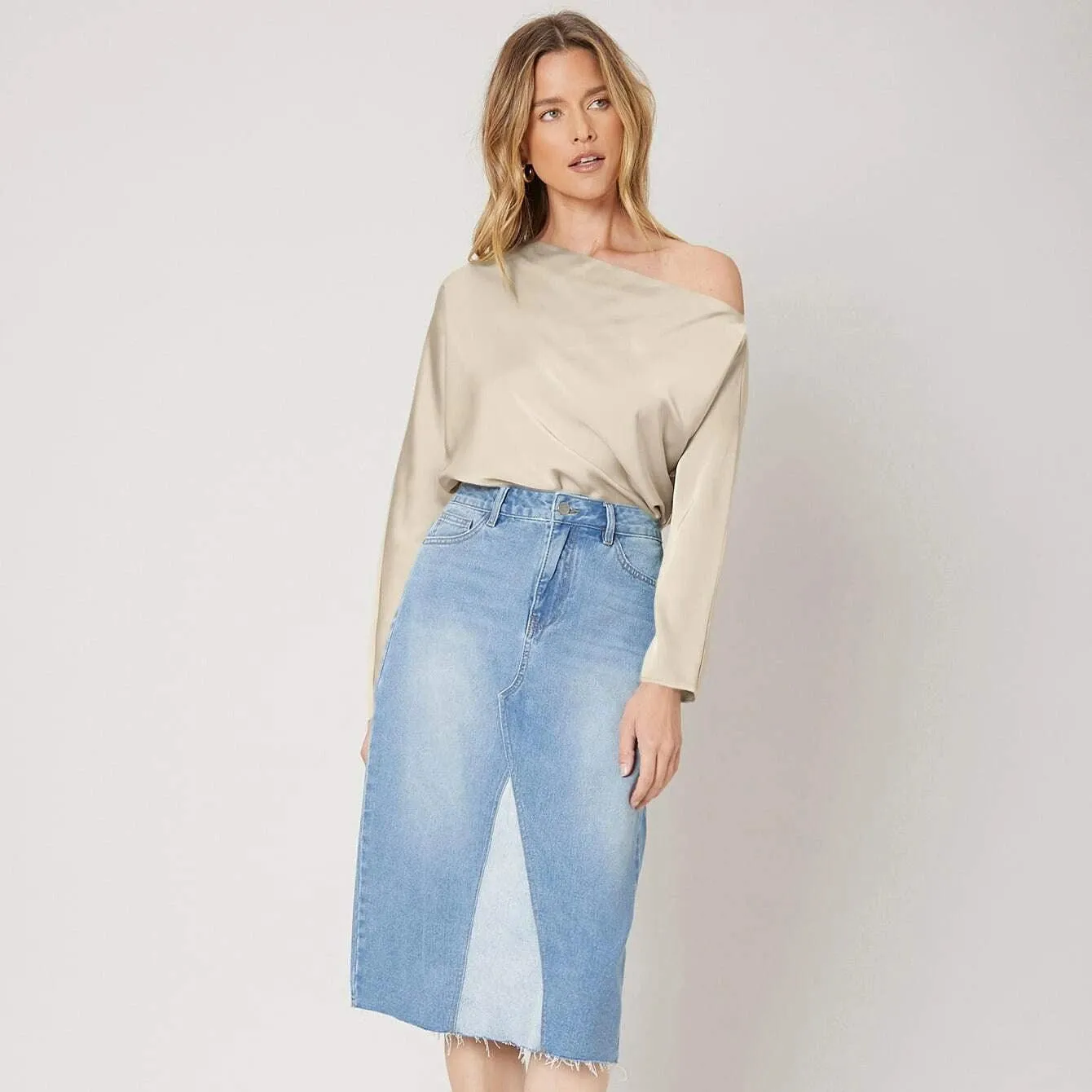 Women's off shoulder Long Sleeve Silk Blouse 100% Mulberry Silk Top Long Sleeves Silk Shirt