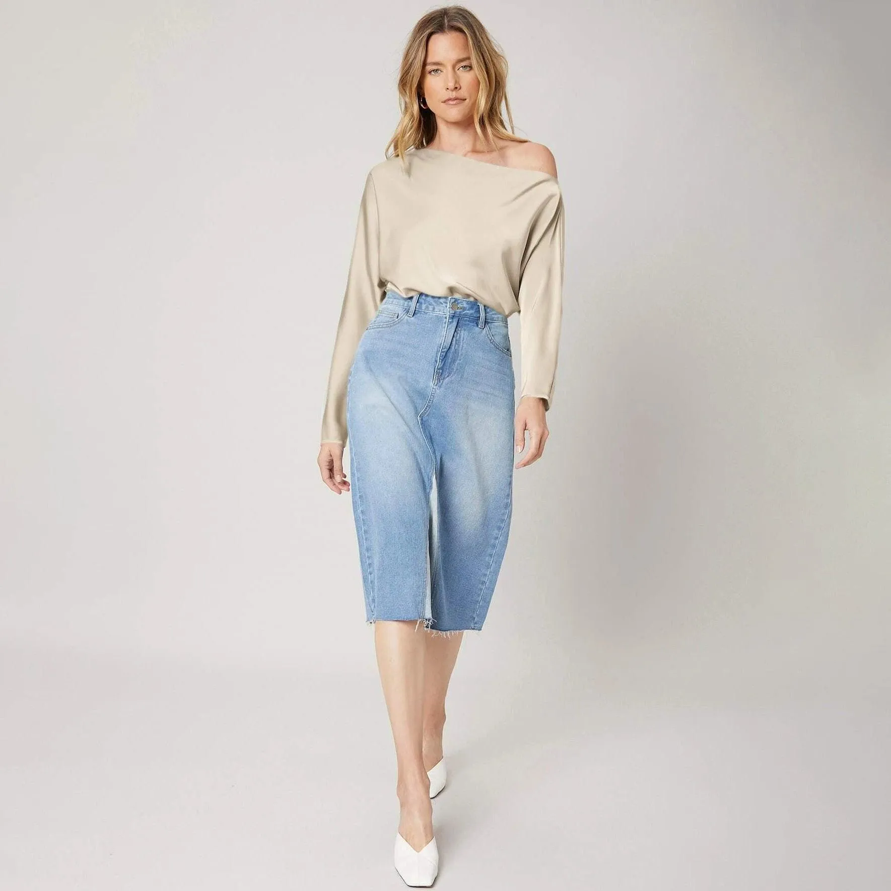 Women's off shoulder Long Sleeve Silk Blouse 100% Mulberry Silk Top Long Sleeves Silk Shirt