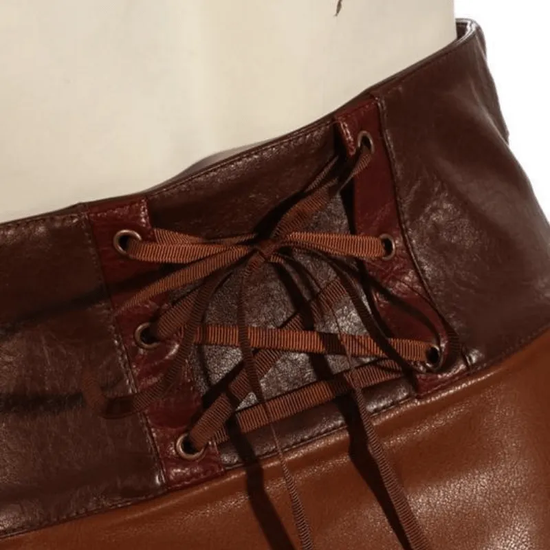Women's Steampunk Faux Leather Half Skirt