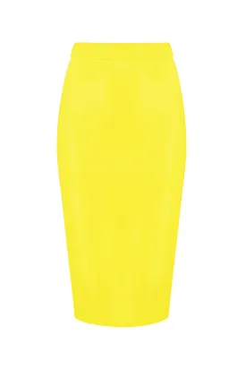 Yellow Latex Midi Skirt