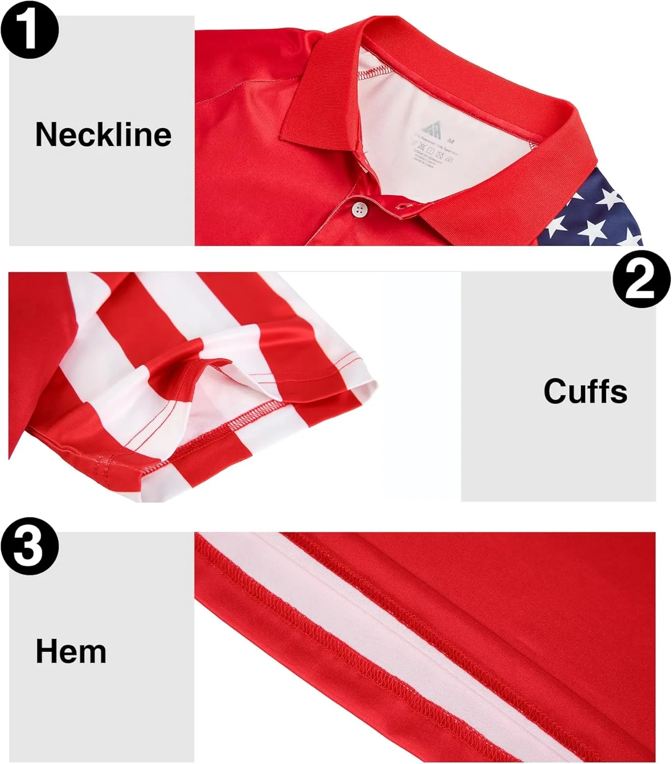 ZITY Men's Flag Golf Polo Shirts Short Sleeve Tactical Collared Shirt Men Outdoor Moisture Wicking Shirts